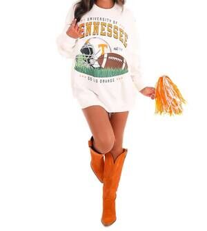 NEW GAMEDAY SOCIAL tennessee multimedia crewneck sweatshirt in white